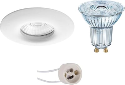 LED Spot Set - LEDVANCE Parathom PAR16 940 36D - Pragmi Luno Pro - Waterdicht IP65 - GU10 Fitting - Dimbaar - Inbouw Rond - Mat Wit - 3.4W - Natuurlijk Wit 4000K - Ø82mm