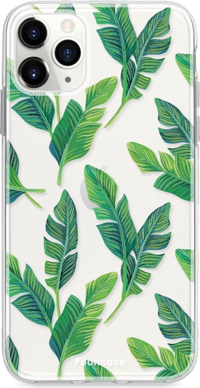 Fooncase Hoesje Geschikt voor iPhone 11 Pro - Shockproof Case - Back Cover / Soft Case - Banana leaves / Bananen bladeren
