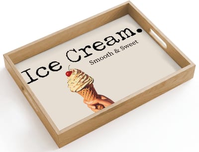Dienblad hout 40x30 cm - Schootdienblad - Ice cream - Softijs - Kleurrijk - Kers - Borrelplank rechthoek - Plateau dienbladen