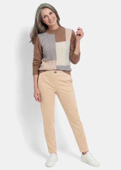 Corduroy broek SARA van stretchjersey - steengrijs - Gr. 24 van Goldner Fashion
