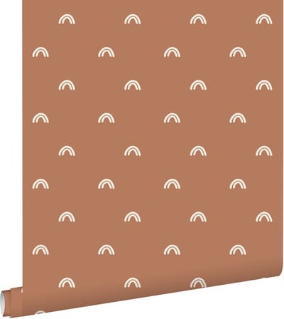 ESTAhome behang regenboogjes terracotta en wit - 50 x 900 cm - 139385