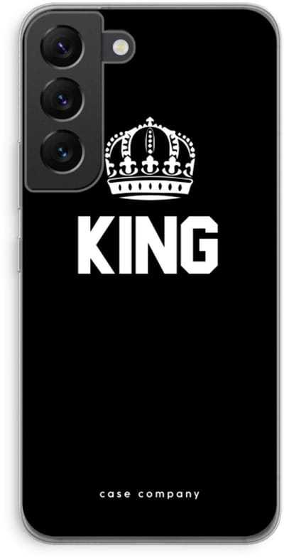 Case Company® - Hoesje geschikt voor Samsung Galaxy S22 hoesje - King zwart - Soft Cover Telefoonhoesje - Bescherming aan alle Kanten en Schermrand