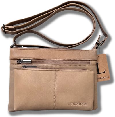 Lundholm leren schoudertas dames groot taupe - schoudertassen dames leer tas dames schoudertas vrouwen cadeautjes | Lundholm Kopenhagen serie