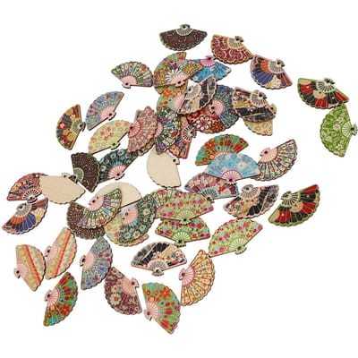 50 stuks Houten Vouwwaaiers Vintage Etnische Stijl Decoratief Herbruikbaar Kleurecht Cartoon Houten Waaiers voor Ornament beige