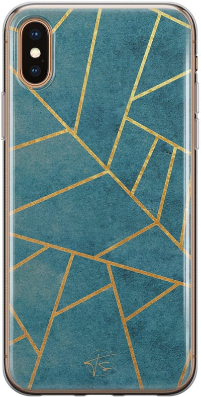 Hoesje geschikt voor iPhone Xs - Abstract blauw - Soft Case - TPU - Print - Blauw - Mooie Telefoonhoesjes