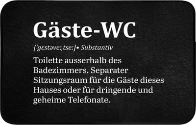 Badmat 80x50 cm - Antislip - Quotes - Gäste-wc - Definitie - Zwart - Spreuk - Badmatten voor badkamer - Badkamermat - Douchemat - Badkamer mat