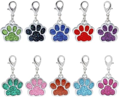 Huisdier Pootjes Emaille Hangers - 10 Stuks - Glitter Sleutelhanger met Karabijnhaak - Voor DIY Sieraden - SnelShoppen