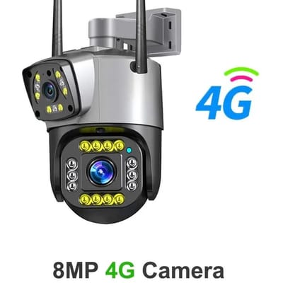 2024 Nouvelle caméra IP 4G à double objectif de l'UE WiFi 8MP 4K Caméra de surveillance sans fil extérieure Smart Home Vision nocturne Zoom numérique Caméra de vidéosurveillance 4G