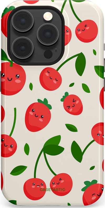 Casetastic Hoesje Geschikt voor Apple iPhone 15 Pro Magsafe - Stijlvolle Beschermende Duo-layer Case - Knappe Kers