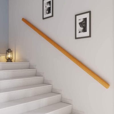 Massief houten leuning - Muursteun trap - Veilig traplopen - Aanpasbare lengte - 210 cm - Houtkleur