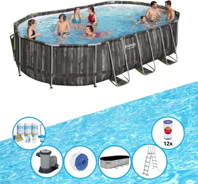 Bestway Zwembad Power Steel - Zwembad Bundel - 610x366x122 cm