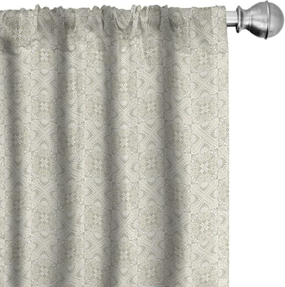 ABAKUHAUS Voorhangset 2-delige – Paisley-print – 75x225 cm – Grijs/Geel