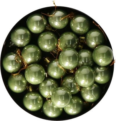 Othmar Decorations kerstballen - 24x - 3 cm - salie groen - kunststof - kerstversiering