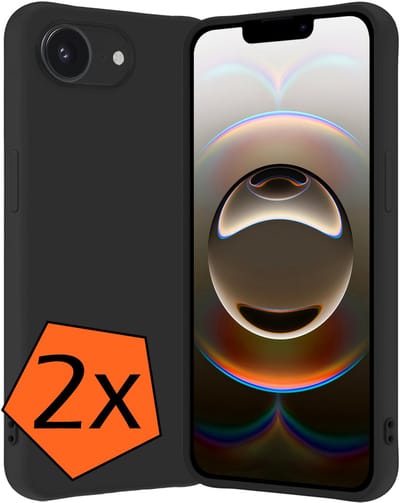 Hoes - 2 Stuks - Geschikt voor Apple iPhone 16e - Sterk & Shockproof - Case Siliconen - Back Cover - Telefoon Hoes - Zwart