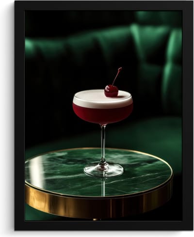 Fotolijst inclusief poster - Posterlijst 30x40 cm - Posters - Kers - Cocktail - Rood - Marmer - Foto in lijst - Keuken decoratie muur - Wanddecoratie accessoires - Muurdecoratie - Schilderijen