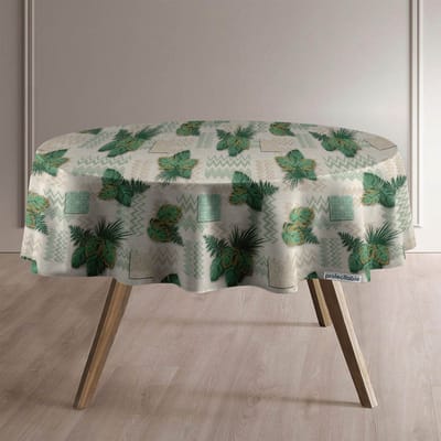Protecttable - Rond Tafelzeil Tropisch Groen Ø138cm - Tafelkleed Afwasbaar - Kunststof