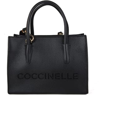 COCCINELLE Leren handtas schoudertas Myrtha26 Handbag Grained Leather Noir zwart