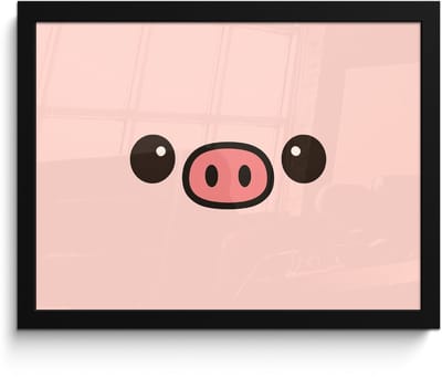 Poster in lijst - Fotolijst 40x30 cm - Posters - Varken - Roze - Minimalistisch - Posterlijst zwart - Decoratie - Wanddecoratie woonkamer - Muurdecoratie slaapkamer