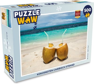 Puzzel Kokosnoten Caribisch strand - Legpuzzel - Puzzel 500 stukjes