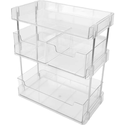 Organisateur de sachets de thé Transparent PET Design tiroir Multifonctionnel Organisateur de sachets de thé Support de rangement Design à 3 niveaux