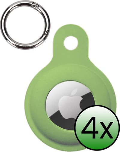 Hoesje Geschikt voor Apple AirTag 2 Hoesje Case Hoesje Geschikt voor Apple AirTag 2e generatie Sleutelhanger Siliconen Hoes - Lichtgroen - 4 Stuks