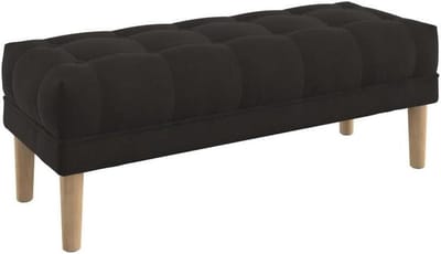 Zitbank Poef - Gestoffeerde voetenbank - Extra zitplaats - Knoopdoorgestikt design - 120 cm breed - Donkerbruin