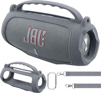 Ultralichte Beschermcase voor JBL Charge 5 - Draagbare Silicone Hoes met Carabiner en Schouderband voor Bluetooth Speaker