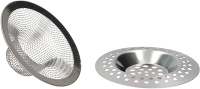 Gerimport gootsteen zeefje - 2 delig - zilver - D7 cm - RVS - keukenaccessoires