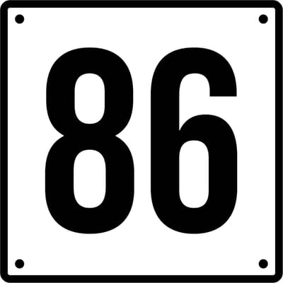 Huisnummerbord 86 - Incl. Schroeven en Pluggen – Acrylaat - 10 x 10 cm - Wit met Zwart