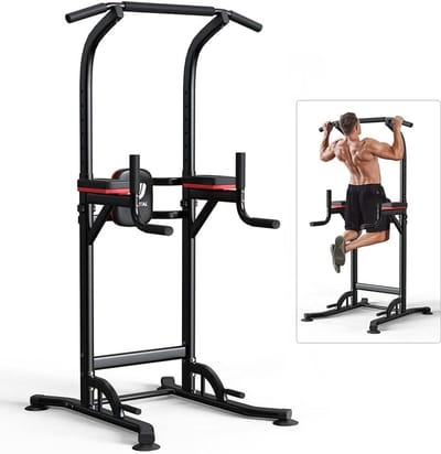 Power Tower Trainingsstation voor Thuis Gym met Optrekstang en Push-Up Stations