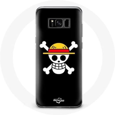 Hoesje - One Piece - Galaxy S8 - Flexibel - Manga - Doodshoofd - Zwart