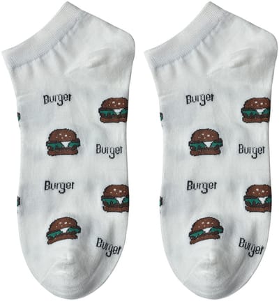 Clayre & Eef Grappige Sokken one size Wit Polyester Hamburgers