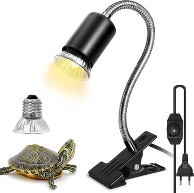 UniEgg® Warmtelamp reptielen dimfunctie zwart + 50 Watt lamp - lange levensduur - duurzaam - keramiek - E27 UVA + UVB Hot Lange spotlamp - stevige clipje + 50W bulb