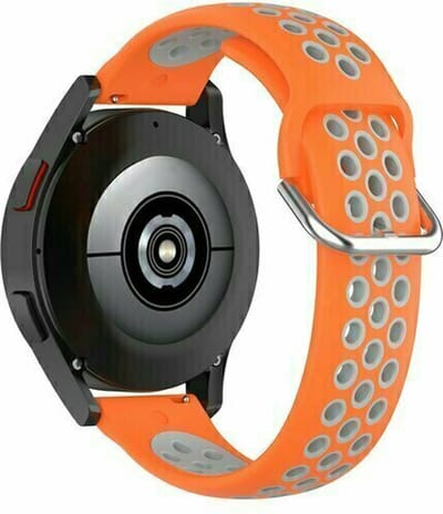 By Qubix - 22mm - Siliconen sportbandje met gesp - Oranje + grijs - geschikt voor Huawei Watch 3 / 4 / 5 (pro) - 46mm & geschikt voor Huawei Watch GT / GT 2 / GT 3 (pro) / GT 4 (pro) / GT 5 (pro) / GT 6 (pro) 46mm / Ultimate / Ultima