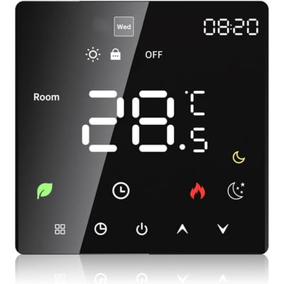 Slimme thermostaat voor thuis Touchscreen programmeerbare temperatuurregeling IP20-bescherming Automatisch/handmatig Electric Heating zwart