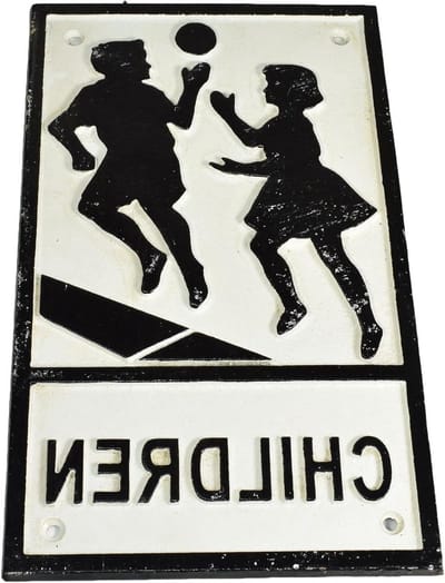 Gietijzeren Bord - Decoratief Teken - Tuindecoratie - Rustieke Afwerking - 31 x 18 cm - Zwart Wit