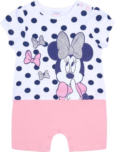 Witte en roze polka dot rampers met een afbeelding van Minnie Mouse DISNEY 3-6 m 68 cm