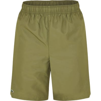 Lacoste Heren-shorts van geweven stof, effen, met elastische tailleband en een relaxte pasvorm (Kaki Groen)