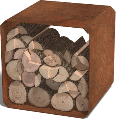 Cortenstaal houtopslag - Colorado stuk - 40x40x40cm - Roestkleur - MySteel