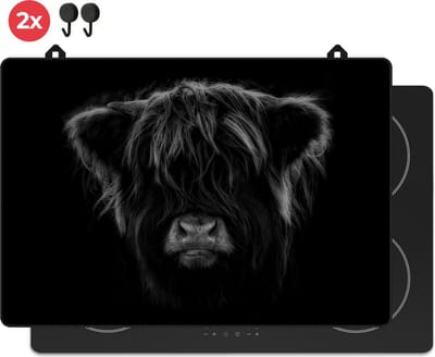 KitchyMist Inductie Beschermer 76x52 cm - Schotse Hooglander Koeienkop - Kookplaat Beschermer - Afdekplaat voor Kookplaat - Inductie Mat - Spatscherm Achterwand Keuken