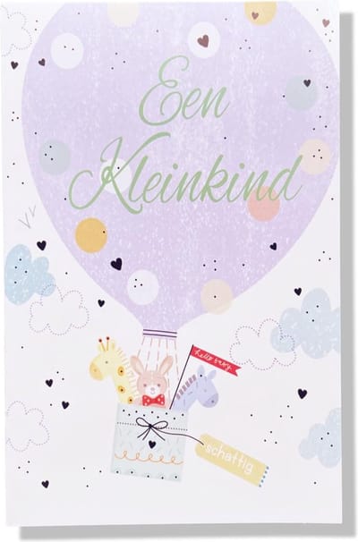 Gefeliciteerd Kleinkind - Luxe geboortekaartje Kleinkind - 12x17cm - Gevouwen wenskaart met envelop