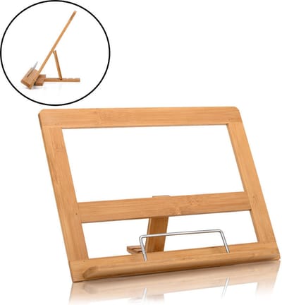 Boekenhouder standaard - Bamboe Hout - Leesboek standaard - Kookboekstandaard - Ipad / Tablet standaard - Book holder