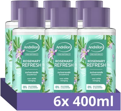 Andrélon Pro-Naturals Shampoo - Rosemary Refresh - verrijkt met biologische rozemarijn - 6 x 400 ml