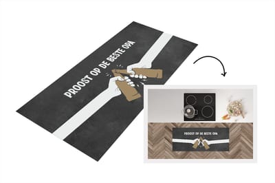 Keukenloper - Loper keuken - Vaderdag kados - Opa - Proost op de beste opa - Quote - Spreuken - 120x50 cm - Keukenloper vinyl