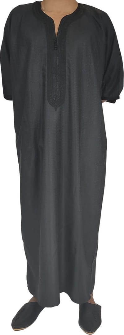 Zwart Linnen Kandora | Qamis | Abaya | Marokkaanse traditionele Djellaba | kandoura | kaftan