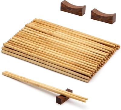 30 Paar Houten Eetstokjes van Natuurlijk Bamboe, Herbruikbare Chinese Sticks voor Koken en Eten, Vaatwasmachinebestendig