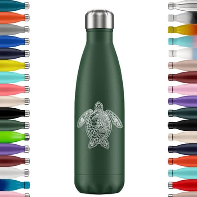 FLASKE Original Drinkfles 500 ml - Geïsoleerde RVS Waterfles - BPA-vrij - 12u Warm & 24u Koud - Geschikt als Thermosfles en Thermoskan - Water Bottle Stainless Steel - Sea Turtle