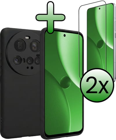 Hoesje Met 2x Screenprotector - Geschikt voor Xiaomi 15 Ultra - Sterk & Shockproof - Back Cover - Siliconen Case - Telefoon Hoes - Zwart