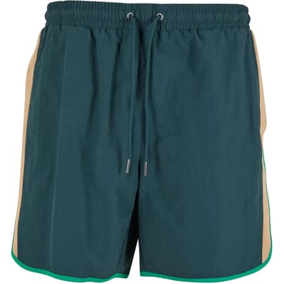Urban Classics - Retro Look Zwemshorts - S - Donkergroen