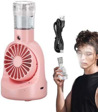 Handventilator - Draagbare Ventilator - Handsproeier - Mini Fan Oplaadbaar - 4 Snelheden - Kleine Portable Ventilator Met USB - Oplaadbaar - Powerbank - Geschikt Voor Kantoor, Slaapkamer, Buiten - Roze